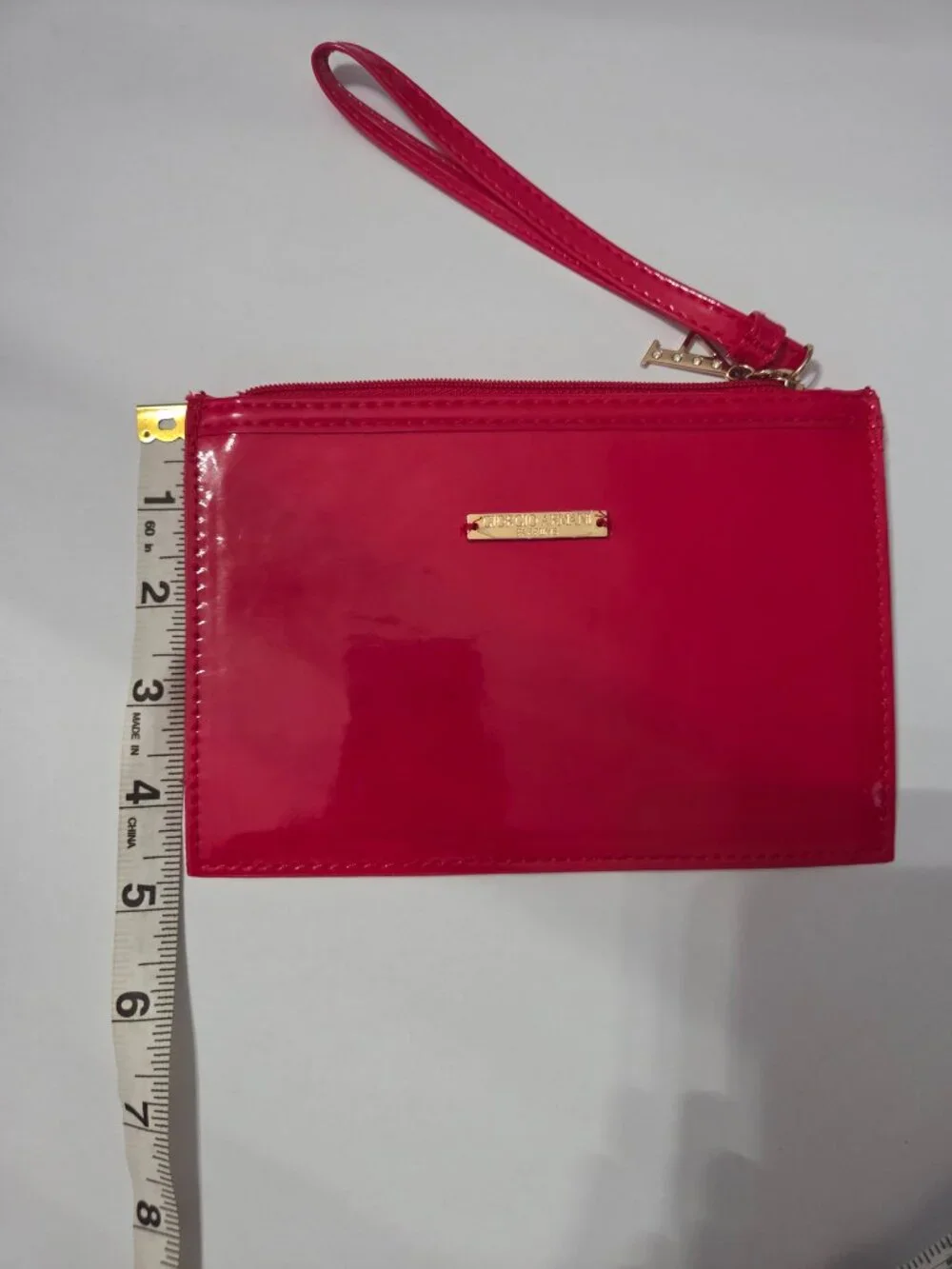 Giorgio Armani Parfums Red Patent Cosmetic Pouch Wristlet Rhinestone A Charm